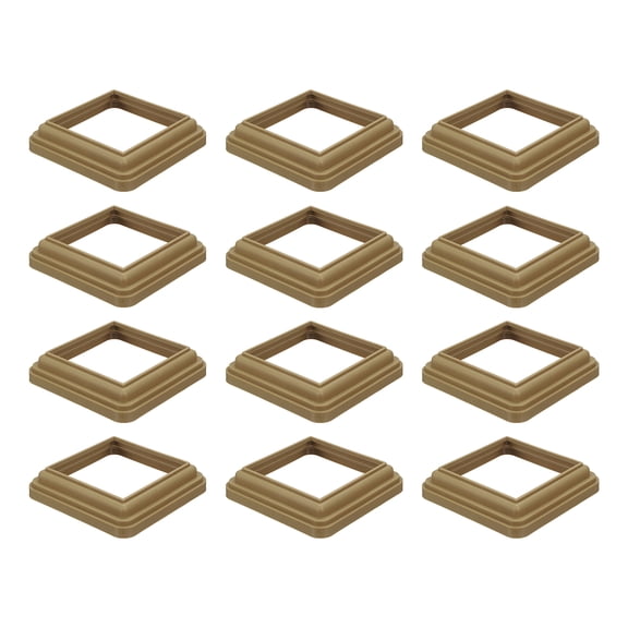 Uxcell 12 Pack Post Skirt, 4 x 4 Inch One-Piece Plastic Post Base Cover, Deck Post Base Cover Trim Skirt for Fence Wood Stair Handrail Railing Porch, Teak Color