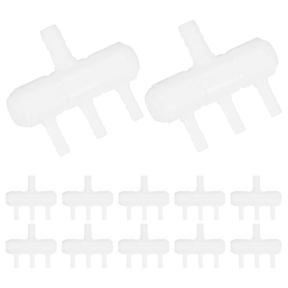 Uxcell 12-Pack Rake-Shaped Hose Joint Diverter, 3-Way Water Flow Divider for Aquarium Garden [Transparent]