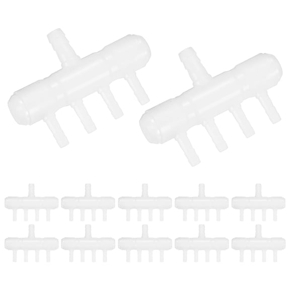 Uxcell 12-Pack Rake-Shaped Hose Joint Diverter, 4-Way Water Flow Divider for Aquarium Garden [Transparent]