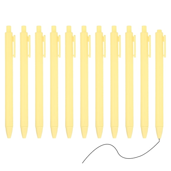 Uxcell 12 Pack Retractable Ballpoint Gel Pens, 0.5mm Fine Point Black Ink Retro Color Smooth Writing Cute Pens for Office Home Supplies Journaling Notebook, Light Yellow
