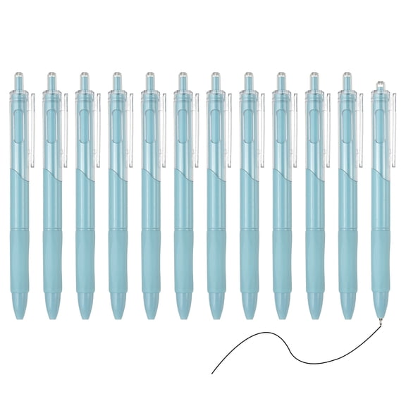 Uxcell 12 Pack Retractable Pens 0.5mm, Black Gel Ink Pens Retractable Ballpoint Pen Fine Point Smooth Writing Cute for Office Home Supplies Journaling Notebook Taking, Blue
