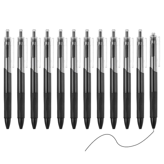 Uxcell 12 Pack Retractable Pens 0.5mm, Black Gel Ink Pens Retractable Ballpoint Pen Fine Point Smooth Writing Cute for Office Home Supplies Journaling Notebook Taking, Black