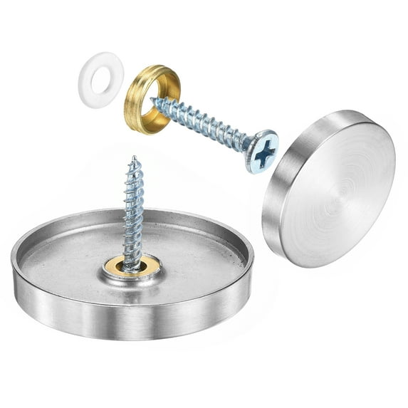 Uxcell 12 Pack Screw Covers Caps, 201 Stainless Steel Mirror Screws, 40mm Dia, Silver