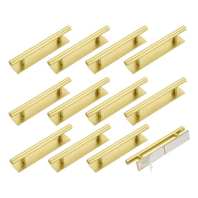 Uxcell 12 Pack Self-Stick Push Pull Helper, 6 Inch Plastic Adhesive Cabinet Handles Round Stick-on Handle for Kitchen Cabinet Window Sliding Closet Door Wardrobe(Gold)