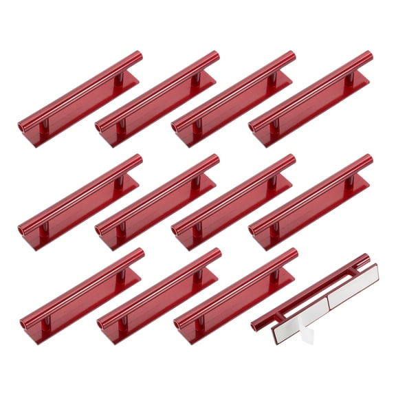 Uxcell 12 Pack Self-Stick Push Pull Helper, 6 Inch Plastic Adhesive Cabinet Handles Round Stick-on Handle for Kitchen Cabinet Window Sliding Closet Door Wardrobe(Maroon)
