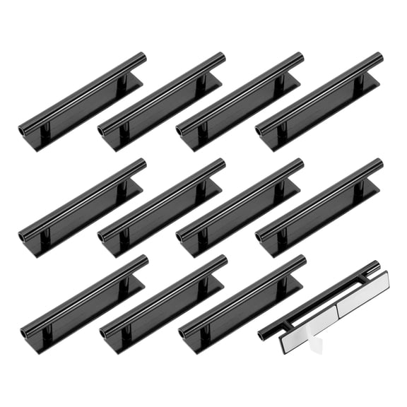 Uxcell 12 Pack Self-Stick Push Pull Helper, 6 Inch Plastic Adhesive Cabinet Handles Round Stick-on Handle for Kitchen Cabinet Window Sliding Closet Door Wardrobe(Black)