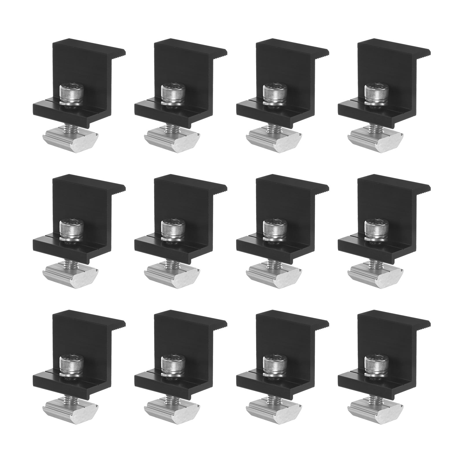 Uxcell 12-Pack Solar Panel Mounting 30mm Z Clip Lightweight Corrosion-free Aluminum Anodized Solar End Clamp Black