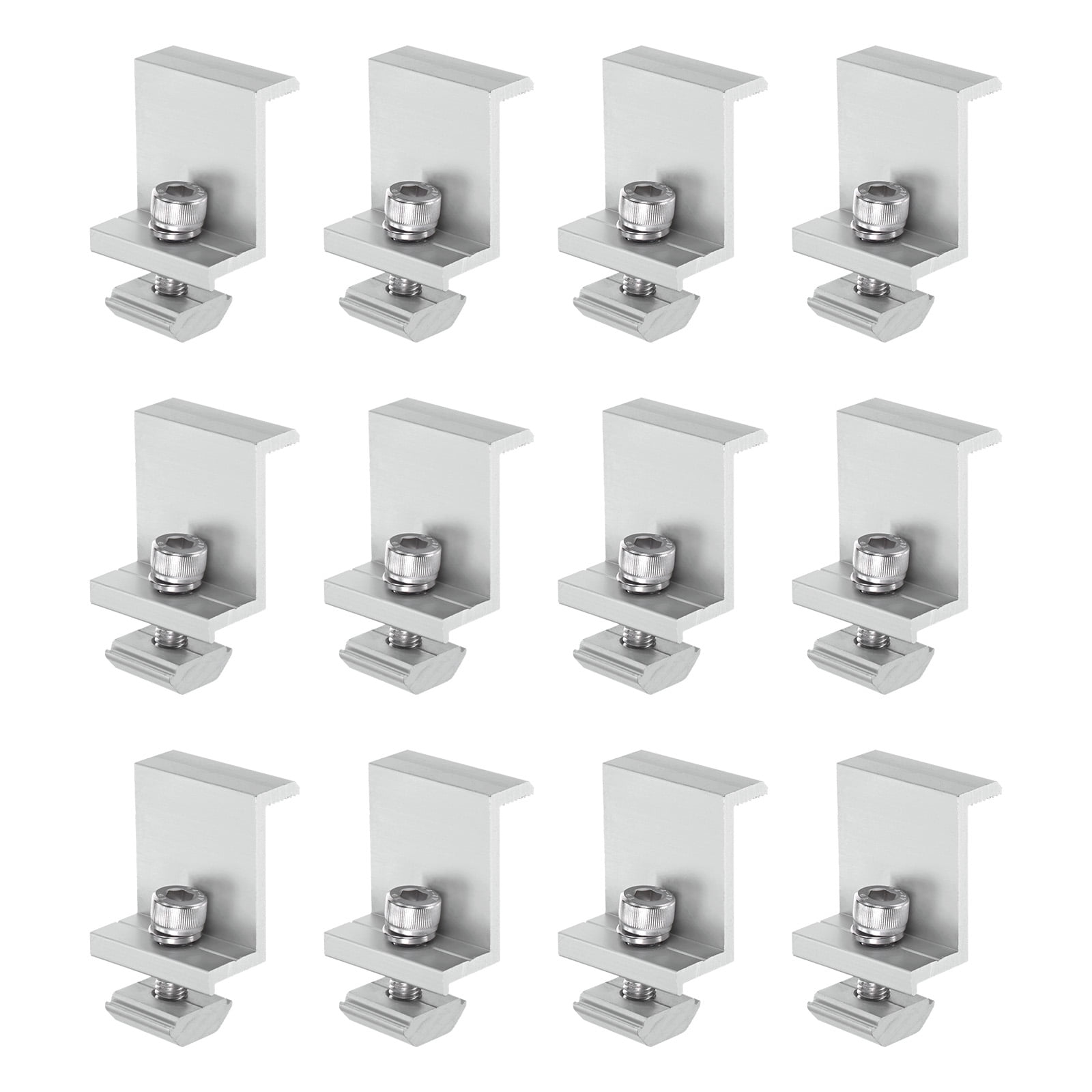 Uxcell 12-Pack Solar Panel Mounting 40mm Z Clip Lightweight Corrosion-free Aluminum Anodized Solar End Clamp White