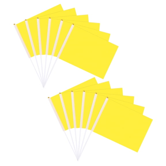 Uxcell 12-Pack Solid Color Blank Hand Held Plain Flag, 8x12 Inch Polyester Rectangular Mini Sublimation Flag [Yellow]