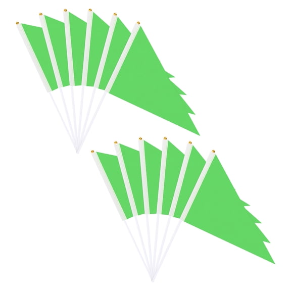 Uxcell 12-Pack Solid Color Blank Hand Held Plain Flags, 8x12 Inch Polyester Rectangular Mini Sublimation Flag [Green]