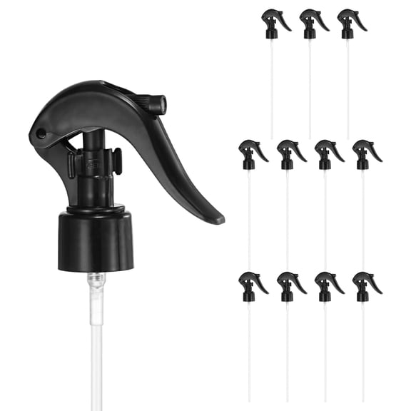 Uxcell 12-Pack Spray Bottle Nozzle Replacement, Plastic Mini Trigger Spray Nozzle Head with Tube [Black, Head Only]