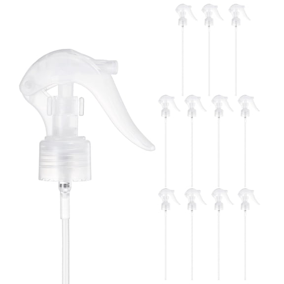 Uxcell 12-Pack Spray Bottle Nozzle Replacement, Plastic Mini Trigger Spray Nozzle Head with Tube [Transparent, Head Only]