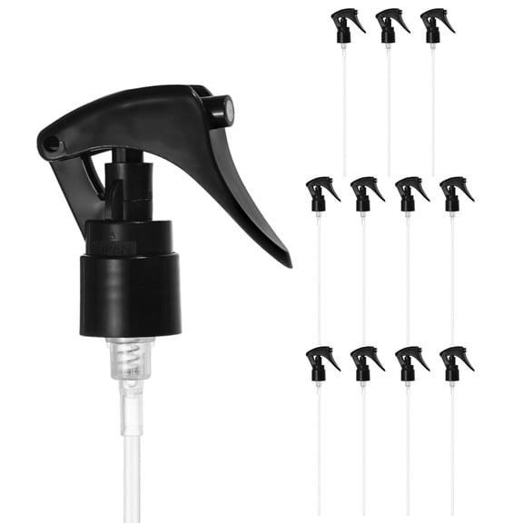 Uxcell 12-Pack Spray Bottle Nozzle Replacements, Plastic Mini Trigger Spray Nozzle Head with Tube [Black, Head Only]