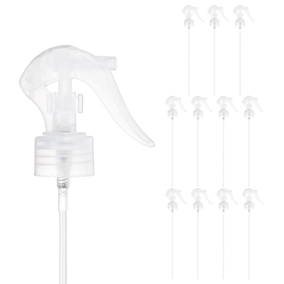 Uxcell 12-Pack Spray Bottle Nozzle Replacements, Plastic Mini Trigger Spray Nozzle Head with Tube [Transparent, Head Only]