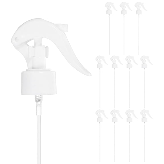 Uxcell 12-Pack Spray Bottle Nozzles Replacement, Plastic Mini Trigger Spray Nozzle Head with Tube [White, Head Only]