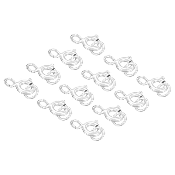 Uxcell 12 Pack Spring Clasps, 5mm/0.20" 925 Silver Spring Ring Clasps, Silver