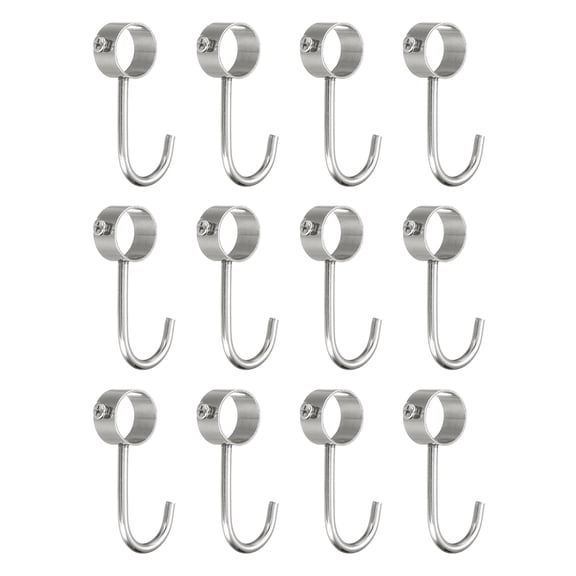 Uxcell 12 Pack Stainless Steel 22mm Inner Dia Pipe Rod Hooks Coat Hook, Silver