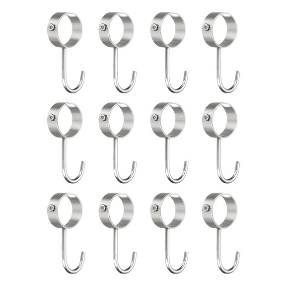 Uxcell 12 Pack Stainless Steel 34mm Inner Dia Pipe Rod Hooks Coat Hook, Silver