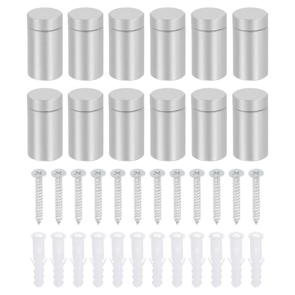 Uxcell 12 Pack Standoff Screws, 1/2" x 0.94" Aluminum Wall Standoff Mounts, Silver