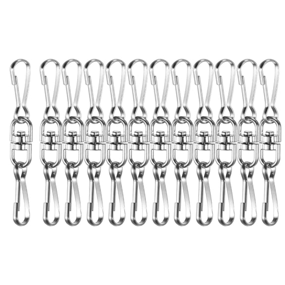 Uxcell 12-Pack Swivel Hooks Clips, 2.5 Inch Stainless Stee Wind Spinner Swivel Hooks for Hanging Wind Chimes [Silver]