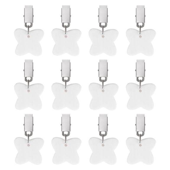 Uxcell 12-Pack Tablecloth Weights, 2.68 Inch Marble Table Cover Weights with Metal Clips for Decor [White, Butterfly]