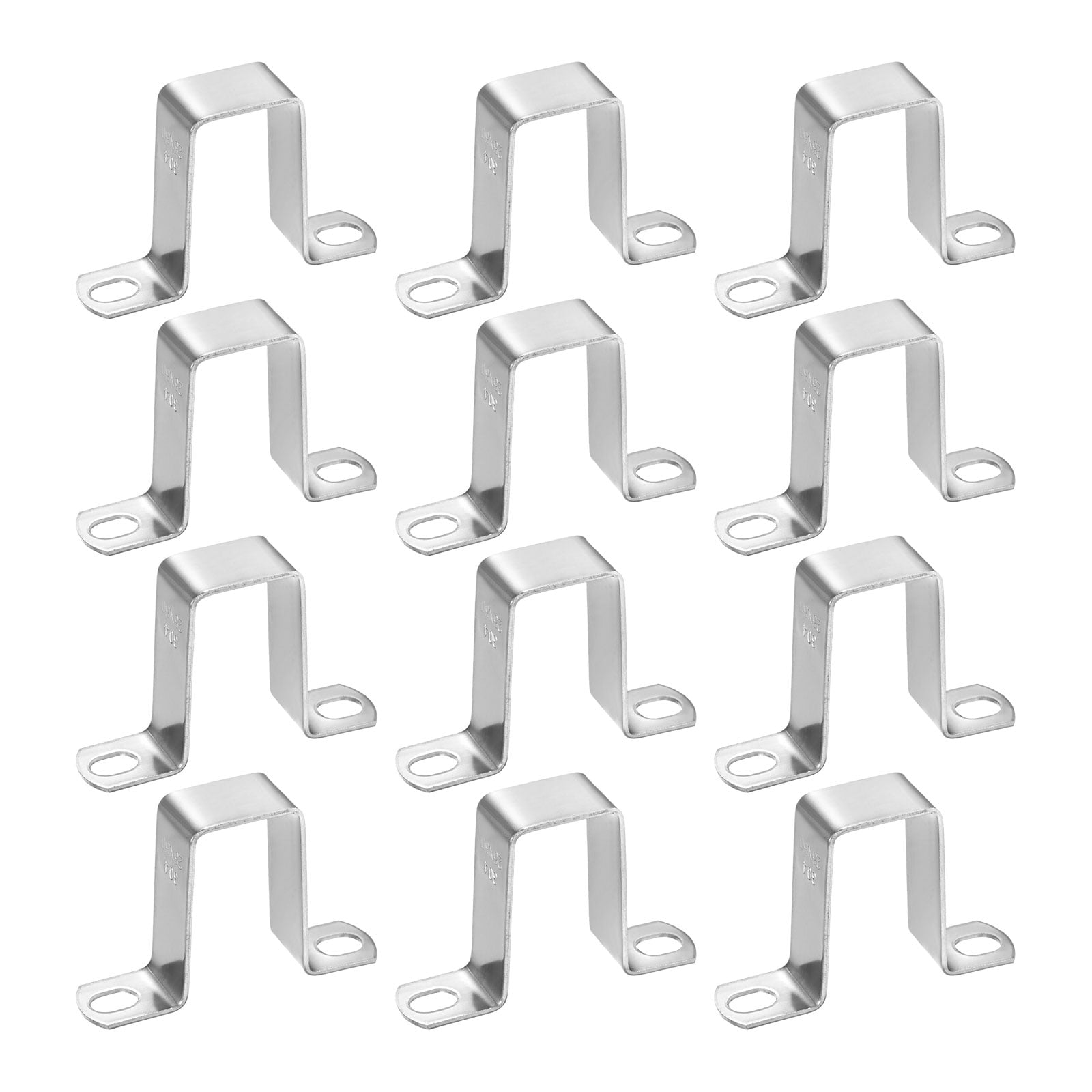Uxcell 12-Pack U Shaped Connector Bracket, 25x50mm 304 Stainless Steel Square Pipe Clamp for Door Closed Bar Holder Strut Channel