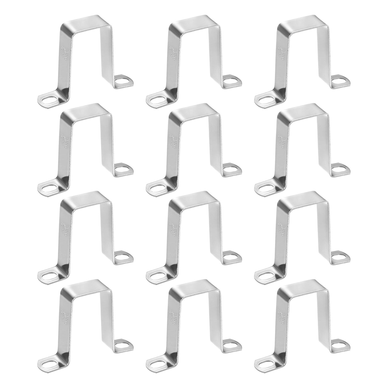 Uxcell 12-Pack U Shaped Connector Bracket, 30x60mm 304 Stainless Steel Square Pipe Clamp for Door Closed Bar Holder Strut Channel