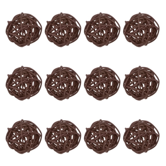 Uxcell 12-Pack Wicker Rattan Balls 40mm/1.6 Inch Decorative Rattan Balls for Christmas Weddings Thanksgiving Brown