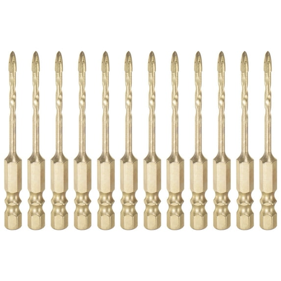 Uxcell 12 Packs 3mm (1/8") Gold Titanium Coated Concrete Masonry Drill Bits for Tile Brick Glass Stone