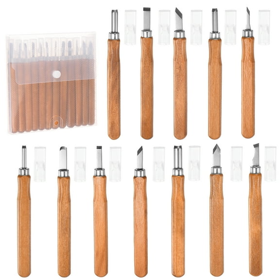 Uxcell 12 Packs SK2 Carbon Tool Steel Wood Chisels Carving Tools Knife Set with Box Caps