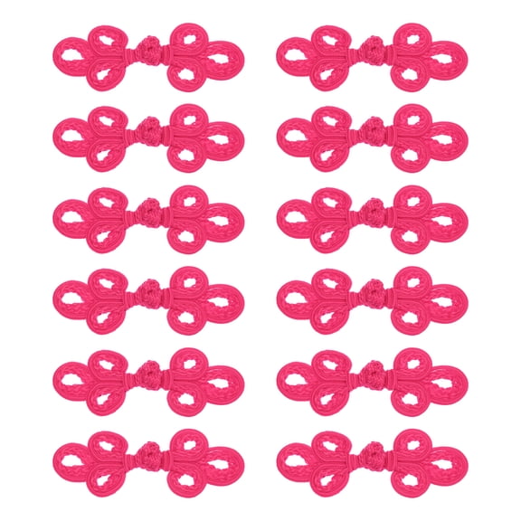 Uxcell 12Pcs Chinese Knots Frog Buttons Dark Rose Red Sewing Buttons Fasteners
