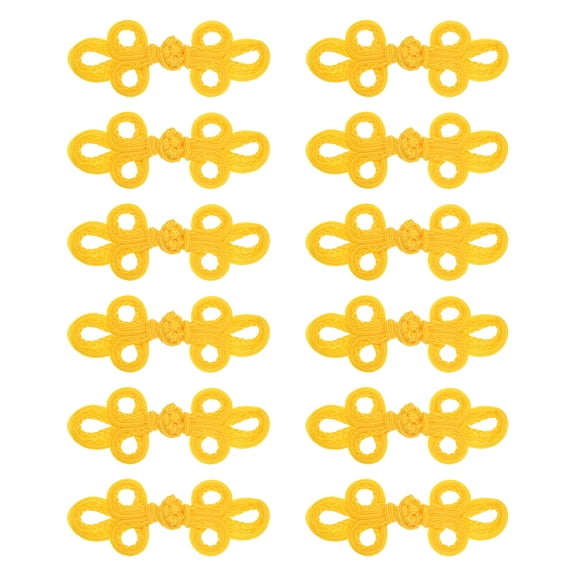 Uxcell 12Pcs Chinese Knots Frog Buttons Light Yellow Sewing Buttons Fasteners