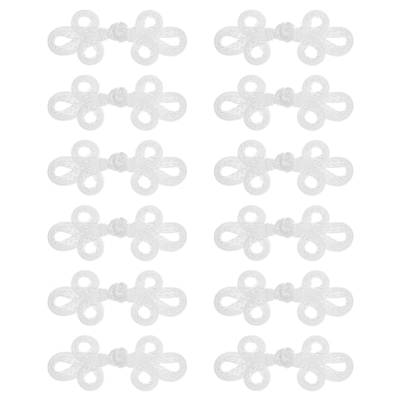 Uxcell 12Pcs Chinese Knots Frog Buttons White Sewing Buttons Fasteners