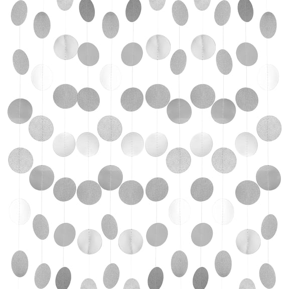Uxcell 12 Pcs 13 Feet Silver Circle Dots Garland Party Decorations Garland Hanging Banner for Birthday Party