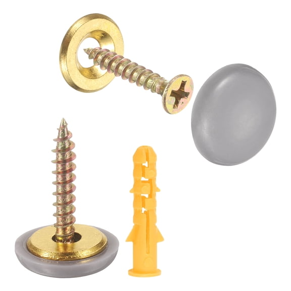 Uxcell 12 Pcs 16.8mm Decorative Caps Cover Nails, Zinc Alloy Screw Caps, Light Grey