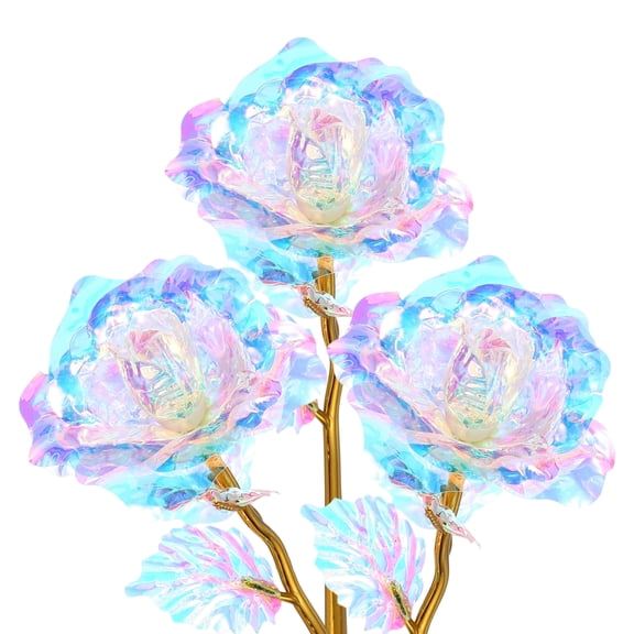 Uxcell 12 Pcs 24K Colorful Gold Rose, Artificial Roses Flowers Eternal Crystal Flower Gift for Mother's Day Thanksgiving Valentine's Day Anniversary Birthday Party, Rainbow White