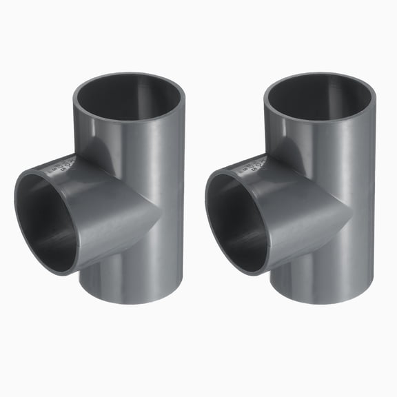Uxcell 2Pcs 2.5" Tee 3 Way Pipe Fittings Connector, Furniture Build Grade Corner Fitting Elbow Fittings for DIY Shelf Garden Support Structure Tent Connection, Grey