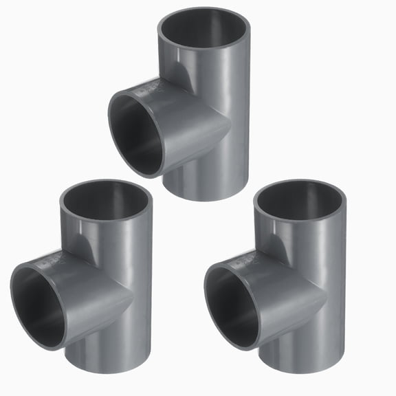 Uxcell 3Pcs 2" Tee 3 Way Pipe Fittings Connector, Furniture Build Grade Corner Fitting Elbow Fittings for DIY Shelf Garden Support Structure Tent Connection, Grey