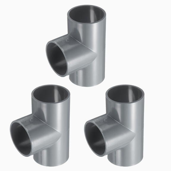 Uxcell 3Pcs 1.5" Tee 3 Way Pipe Fittings Connector, Furniture Build Grade Corner Fitting Elbow Fittings for DIY Shelf Garden Support Structure Tent Connection, Grey