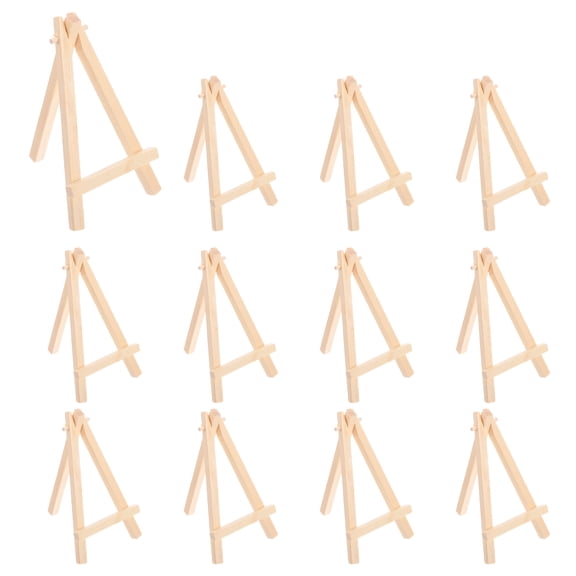 Uxcell 12 Pcs 6 Inches Wooden Easel, Triangle Tabletop Easel Wood Canvas Holder Stand Tripod for Painting Drawing Artist Canvas Photo Picture, Natural Color