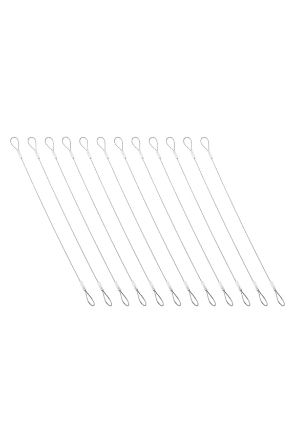 12 Pcs 7.8" Safety Cables, 3/64" (1mm) Core Diameter Stainless Steel Braided Wire Rope Outdoor Anti-Theft Security Cable with Double Loops for Luggage Stage Lighting Yard, Silver