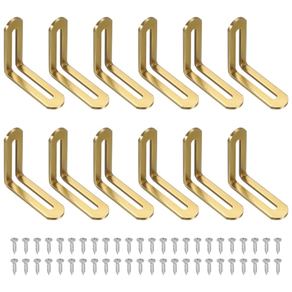 Uxcell 12 Pcs Adjustable Right Angle Brackets, Slotted L-Shape Corner Bracket 1.9"x0.7"x1.9", 90 Degree Steel l Bracket Support for Shelves, Wood Furniture Construction, Silver