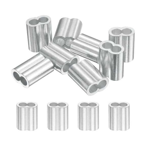 Uxcell 12 Pcs Aluminum Crimping Loop Sleeve,5/16 Inch(8mm) Oval Wire Rope Loop Sleeve Crimps Ferrule for Wire Rope and Electric Wires End Assortment