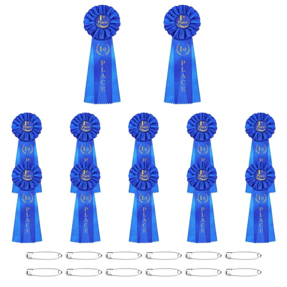 Uxcell 12 Pcs Award Ribbons, 1st Place Winner Recognition Ribbon for Competition Sports Event, Blue