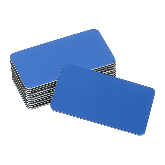 Uxcell 12 Pcs Blank Name Plates, 1.6 x 0.9" Engraved Metal Name Plate Laser Strong Adhesive Nameplate Anodized Aluminum Custom Blank Plates for Signs DIY Crafts, Blue