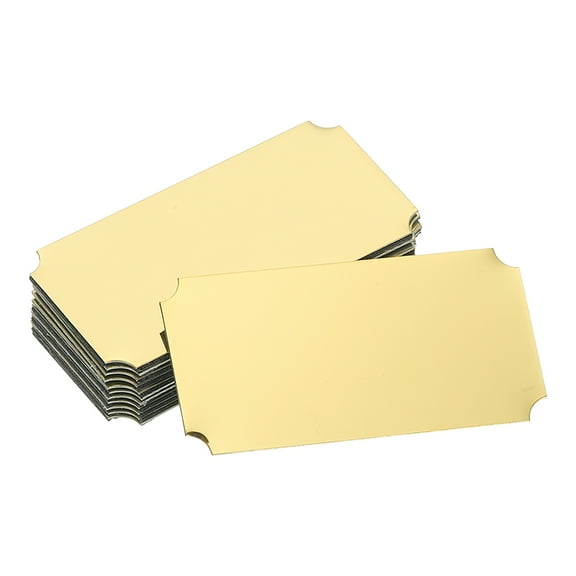 Uxcell 12 Pcs Blank Name Plates, 2 x 1" Engraved Metal Name Plate Laser Strong Adhesive Nameplate Stainless Steel Custom Blank Plates for Signs DIY Crafts, Gold Notched Corner