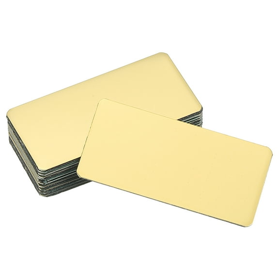 Uxcell 12 Pcs Blank Name Plates, 2 x 1" Engraved Metal Name Plate Laser Strong Adhesive Nameplate Stainless Steel Custom Blank Plates for Signs DIY Crafts, Gold