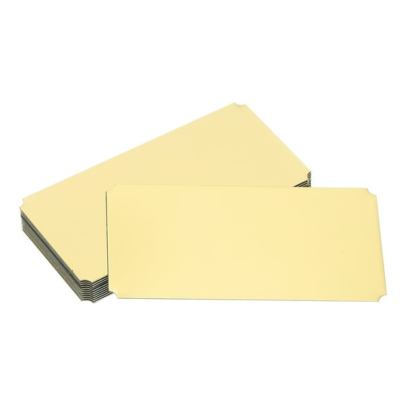 Uxcell 12 Pcs Blank Name Plates, 3.9 x 2" Engraved Metal Name Plate Laser Strong Adhesive Nameplate Stainless Steel Custom Blank Plates for Signs DIY Crafts, Gold Notched Corner