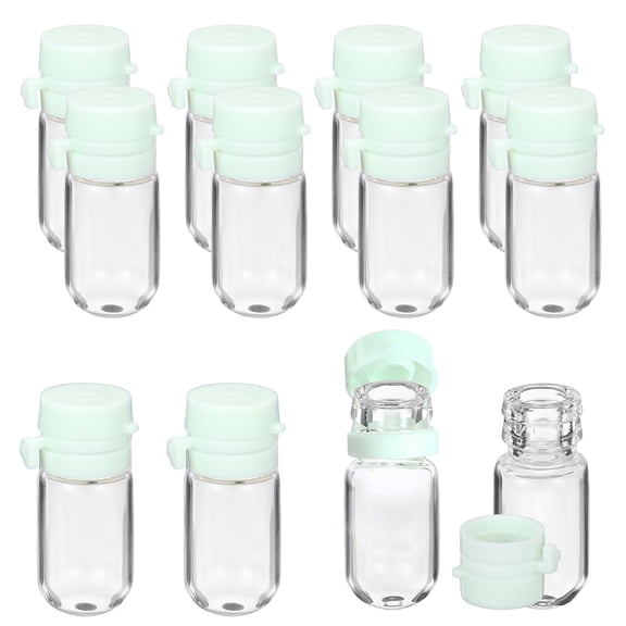Uxcell 12 Pcs Clear Glass Vials with Snap Top Cap, 2ml Small Liquid Sample Vial Leak-Proof Portable Liquid Storage Empty Vial for Perfume Essential Oil Reagents, Green