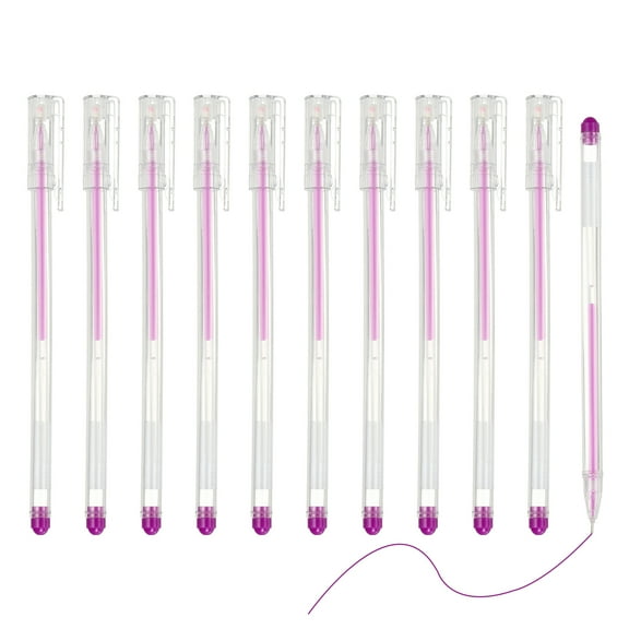 Uxcell 12 Pcs Colored Gel Pens, 0.5mm Fine Point Pastel Gel Pens High Light Ink for DIY Projects Painting Journaling Notebook Black Paper Drawing, 16cm Length Purple Ink